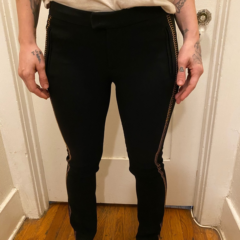 Rag And Bone Black Trousers With Gold Stitching - image 2